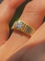 thumb Stainless steel Cubic Zirconia Geometric Vintage Band Ring 1