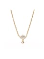 thumb Stainless steel Cubic Zirconia Crown Dainty Necklace 0