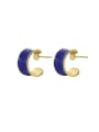 thumb Brass Enamel Geometric Vintage Stud Earring 0