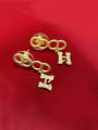 thumb Brass Cubic Zirconia Letter Vintage Drop Earring 0