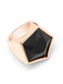 thumb Titanium 316L Stainless Steel Obsidian Geometric Vintage Band Ring with e-coated waterproof 4