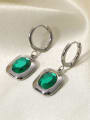 thumb Stainless steel Green Square Trend Huggie Earring 2