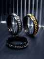 thumb Stainless steel Geometric Hip Hop Band Turning Chain Couple Rings 2