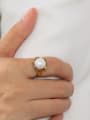 thumb Stainless steel Imitation Pearl Geometric Vintage Band Ring 1