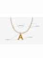 thumb Titanium Steel Freshwater Pearl Letter Hip Hop Necklace 3