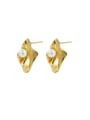 thumb Brass Imitation Pearl Irregular Vintage Stud Earring 2