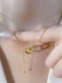 thumb Titanium Steel Cubic Zirconia  Minimalist Double Ring Tassel Necklace 2