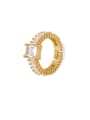thumb Brass Cubic Zirconia Geometric Dainty Band Ring 0