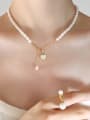 thumb Titanium Steel Freshwater Pearl Heart Vintage Necklace 1
