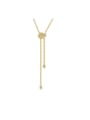 thumb Brass Cubic Zirconia Tassel Trend Long Strand Necklace 0