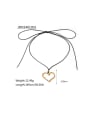 thumb Titanium Steel Heart Minimalist Wax rope pleated lines Necklace 2
