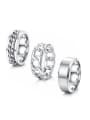 thumb Stainless Steel Geometric Hip Hop Stackable Men's Ring Set 3