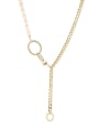 thumb Stainless steel Imitation Pearl Tassel Vintage Lariat Necklace 3