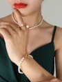 thumb Trend Geometric Titanium Steel Freshwater Pearl Bracelet and Necklace Set 1