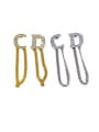 thumb Brass Cubic Zirconia Letter Tassel Vintage Threader Earring 4