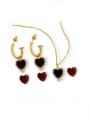 thumb Titanium Steel Glass Stone Vintage Heart Earring and Necklace Set 0