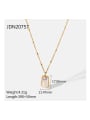 thumb Stainless steel Imitation Pearl Rectangle Trend Necklace 4