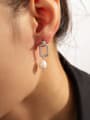 thumb Titanium Steel Imitation Pearl Geometric Minimalist Drop Earring 3