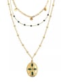 thumb Multi-layered cross wearing oil dripping stainless steel necklace 0