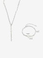 thumb TTitanium Steel Imitation Pear rend Geometric l Bracelet and Necklace Set 4