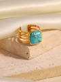 thumb Stainless steel Turquoise Geometric Hip Hop Stackable Ring 0