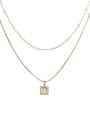 thumb Stainless steel Cubic Zirconia Rectangle Trend Multi Strand Necklace 0