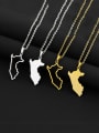 thumb Stainless steel Irregular Hip Hop Hollow out map of Peru Pendant Necklace 0
