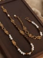 thumb Trend Geometric Titanium Steel Freshwater Pearl Bracelet and Necklace Set 2