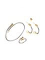 thumb Stainless steel Hip Hop Geometric Ring Earring And Bracelet Set 3