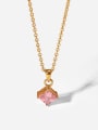 thumb Stainless steel Cubic Zirconia Pink Geometric Trend Necklace 0