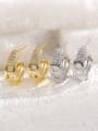 thumb Brass Cubic Zirconia Letter Dainty Stud Earring 2