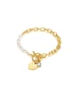 thumb Titanium Steel Imitation Pearl Heart Minimalist Link Bracelet 2