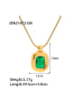 thumb Stainless steel Cubic Zirconia Green Geometric Trend Necklace 2