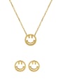 thumb Titanium 316L Stainless Steel Minimalist Smiley  Earring Braclete and Necklace Set with e-coated waterproof 0