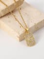 thumb Stainless steel Cubic Zirconia  Vintage  Rectangle Pendant Necklace 3