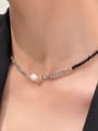 thumb Stainless steel Freshwater Pearl Geometric Trend Beaded Necklace 1