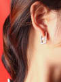 thumb Titanium 316L Stainless Steel Imitation Pearl Geometric Minimalist Huggie Earring with e-coated waterproof 1