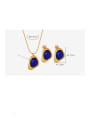thumb Trend Geometric Titanium Steel Natural Stone Earring and Necklace Set 3