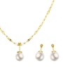 thumb Titanium 316L Stainless Steel Imitation Pearl Minimalist Round  Earring and Necklace Set with e-coated waterproof 0