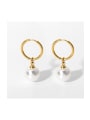 thumb Stainless steel Imitation Pearl Ball Trend Huggie Earring 0