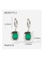 thumb Stainless steel Green Square Trend Huggie Earring 3