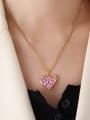 thumb Brass Cubic Zirconia Dainty Heart Earring and Necklace Set 2