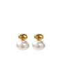 thumb Stainless steel Imitation Pearl Geometric Dainty Stud Earring 0