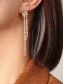 thumb Titanium Steel Cubic Zirconia Tassel Minimalist Threader Earring 1
