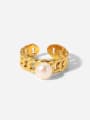thumb Stainless steel Imitation Pearl Geometric Vintage Band Ring 0