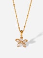 thumb Stainless steel Cubic Zirconia Flower Trend Necklace 0