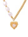 thumb Stainless steel Freshwater Pearl Heart Hip Hop Necklace 0