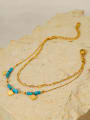 thumb Titanium Steel Turquoise Clover Bohemia Strand Bracelet 1