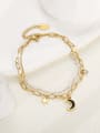 thumb Stainless steel Moon Vintage Double Laye  Hollow Chain Strand Bracelet 1