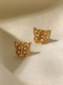 thumb Stainless steel Cubic Zirconia Butterfly Vintage Stud Earring 0